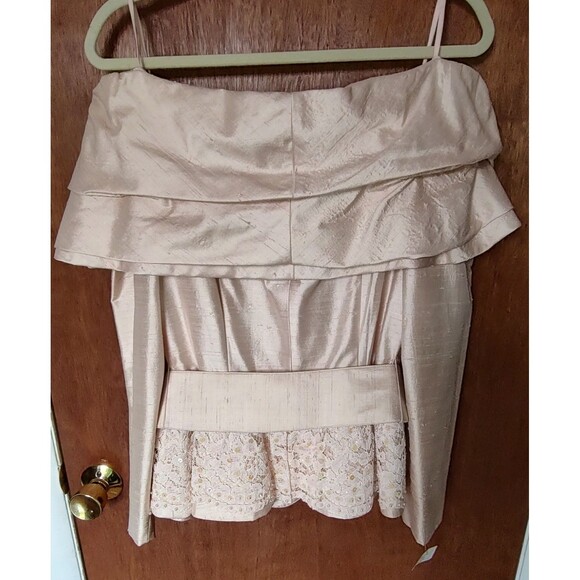 NOS vintage Saint Romei sz 10 light pink 100% silk two piece suit w/belt - Picture 4 of 16